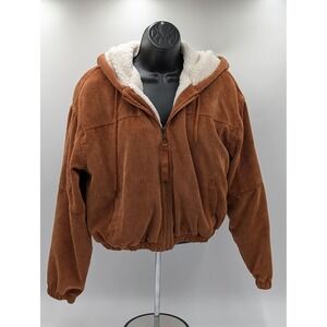 ASHLEY by 26 International Women's Corduroy Sherpa Lined Jacket Brown Size Large